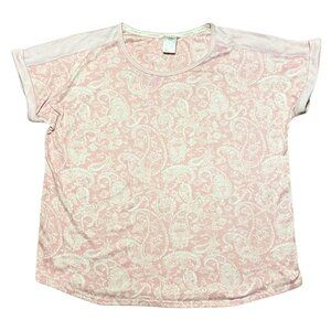 Lucky Brand Soft Pink and White Paisley Casual T-Shirt Women's Size XXL